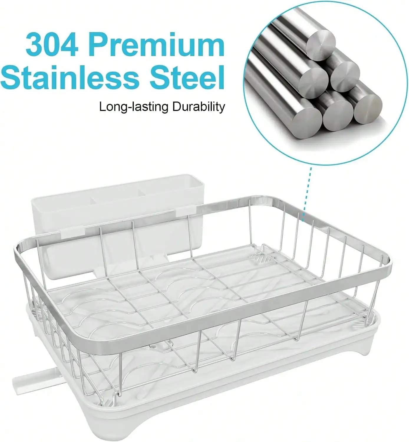 304 스테인리스 자동 배수 식기 건조대 배수판으로 공간 절약—그릇/컵/접시를 위한 대용량.