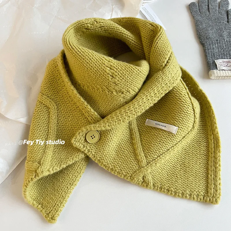 100% wool, button scarf, neck cover, shawl dual-purpose winter new warm and versatile