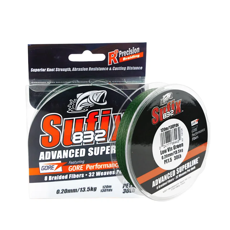 Sufix Fishing Line 832pe Lines 120m Wear-resistant Strong Main Long Throw Line Carp Fishing Dma 8 Weave Smooth Road Lines