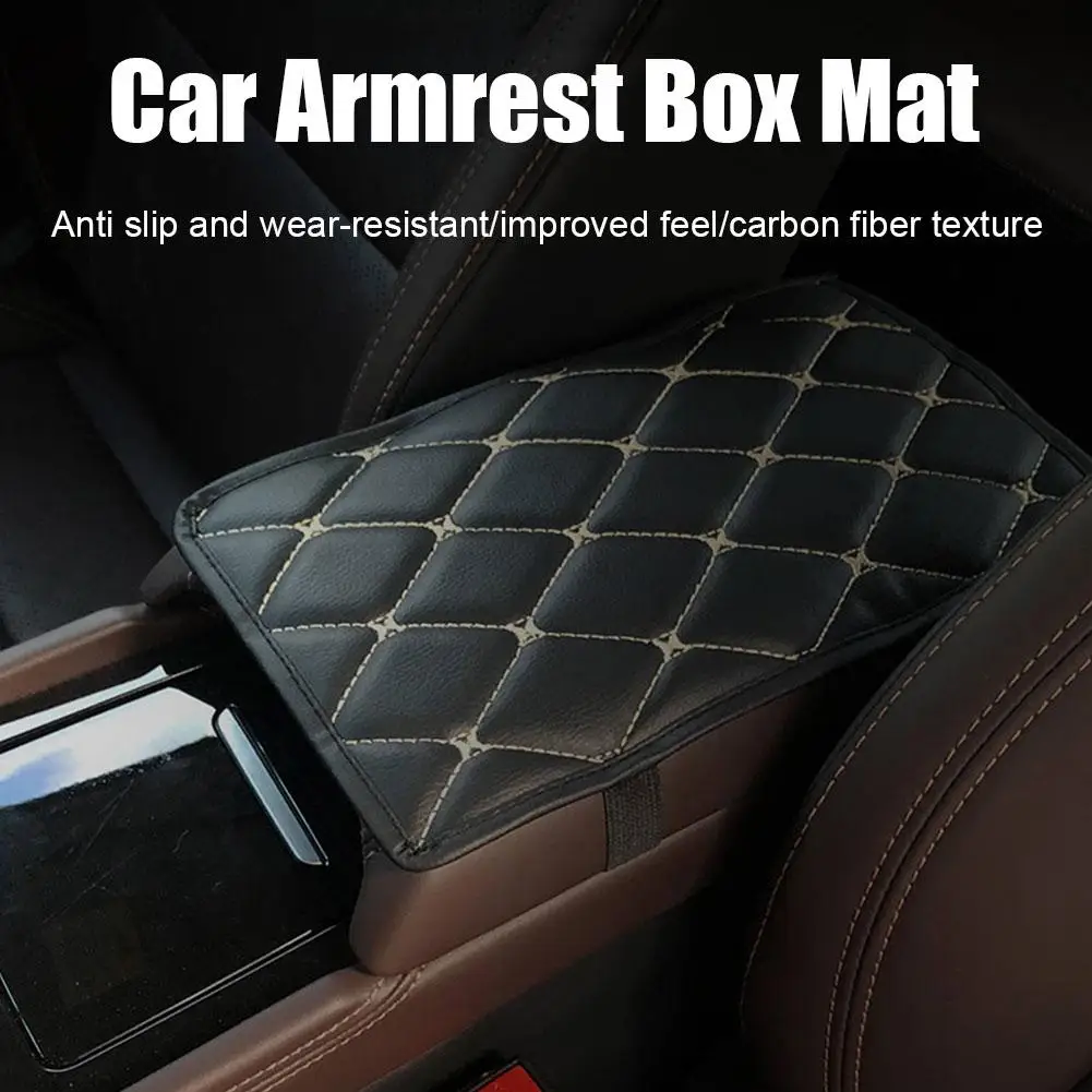 1pc Car Armrest Pad Universal Leather Arm Rest Cover Accessories Case Console Car Cushion Padding Mat Protection Waterproof F4C3