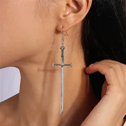 Aihua Gothic Vintage Sword Earrings For Women Man Fashion Punk Rock Party Jewelry Accessories Gift Fantasy Cross Earrings