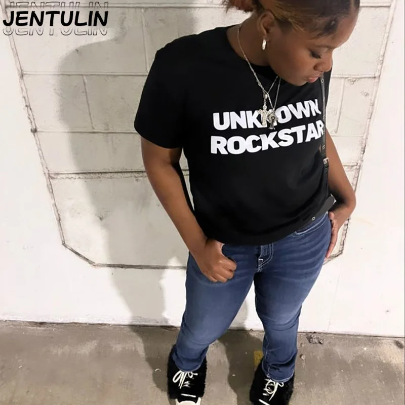 Y2k Aesthetic pattern Unknown Rockstar Tees Ladies Clothes Retro Graphic Top Short Sleeve Casual T Shirt Loose Soft Cotton Tops