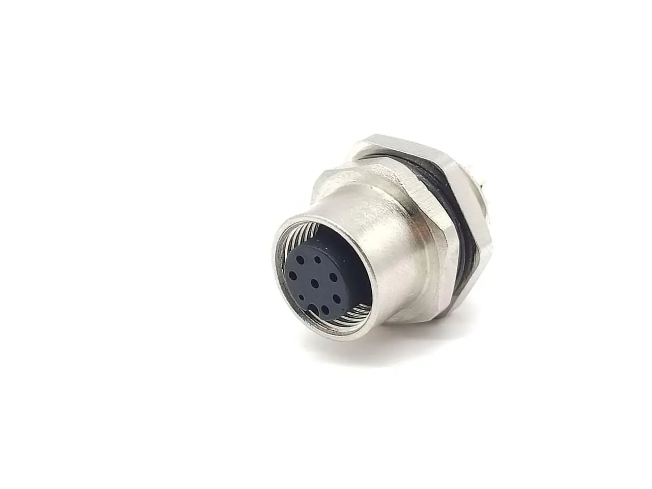 M12 8Pin Female A-Code PCB Contacts Panel Rear Mounting Socket