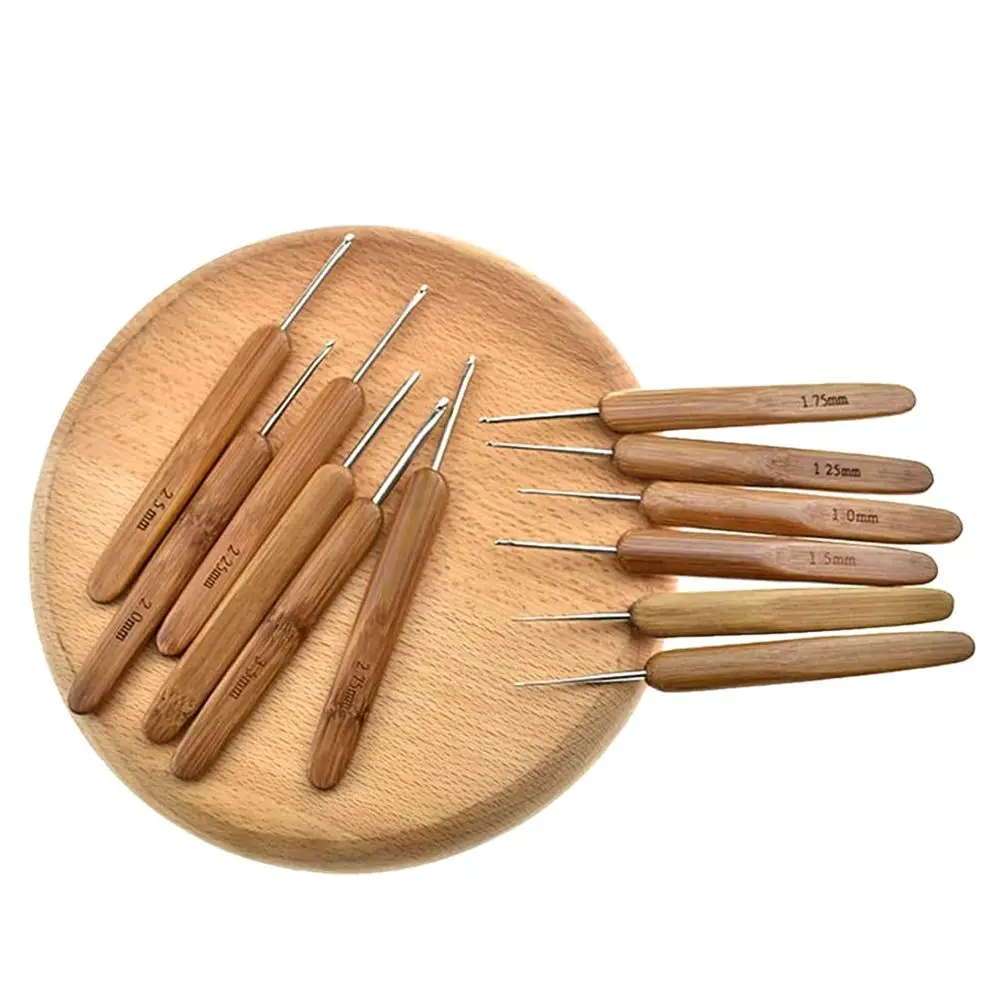 

Handicraft Bamboo Wooden Crochet Hooks Small Size Long Crochet Needles Crocheting Hooks DIY Sewing Accessories