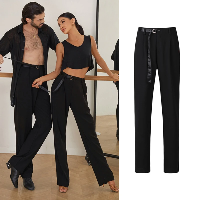 

Couple Latin Dance Pants Adult Men Women Black Trousers Cha Cha Rumba Samba Ballroom Dance Practice Competition Clothes DNV20771