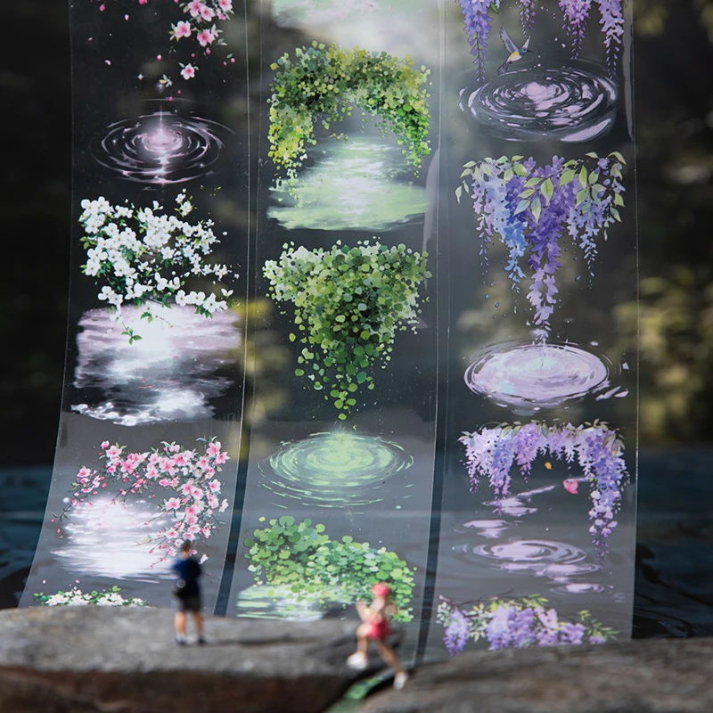 60mm * 2m ramo de flor paisagem pet fitas decorativas planta flores fita para scrapbook revista estética artigos de papelaria arte suprimentos