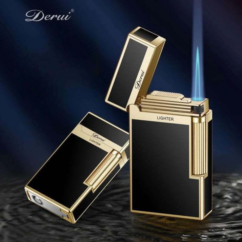 

High-End Business Compact Jet Butane Carved Metal Gas Bright Sound Cigar Lighter with Cigar Cutter Men's Gift Lighter