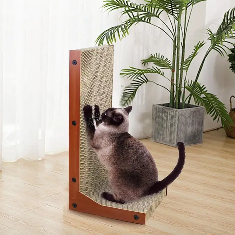 Cat Scratch Pad L-Shape Cardboard Scratcher Pad For Cats Vertical Scratchers Indoor Cats Entertainment Board For Study Room