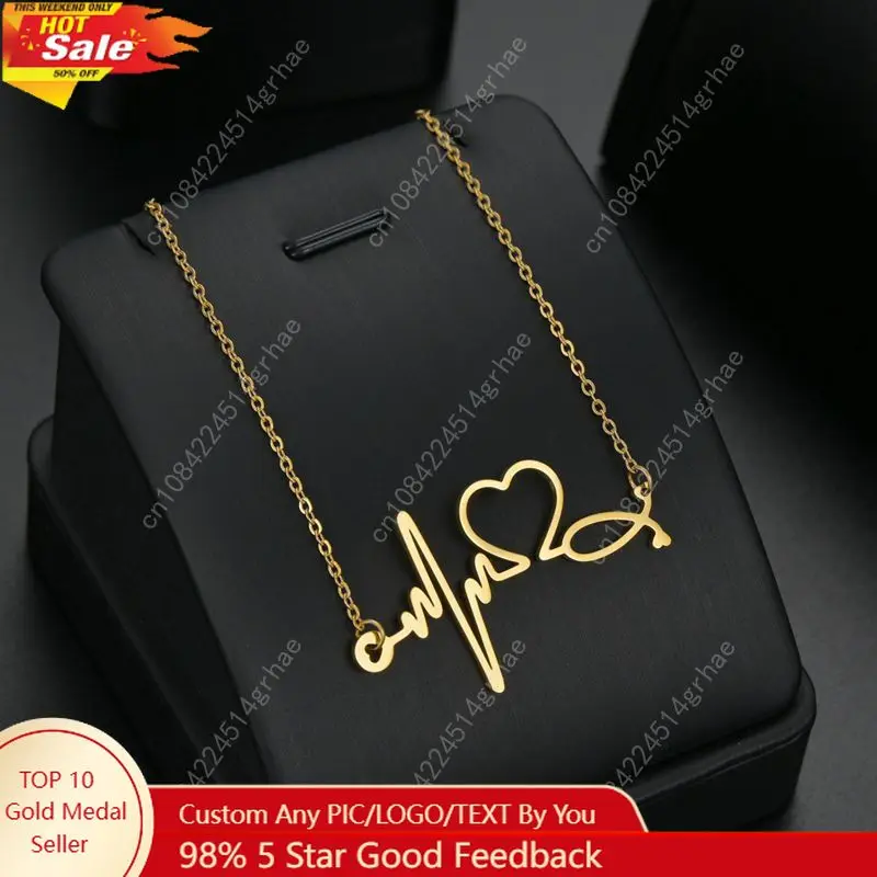 

Heartbeat Necklace Women Love Heart Necklaces & Pendants Medical Nurse Doctor Lover Gifts Stainless Steel Jewelry