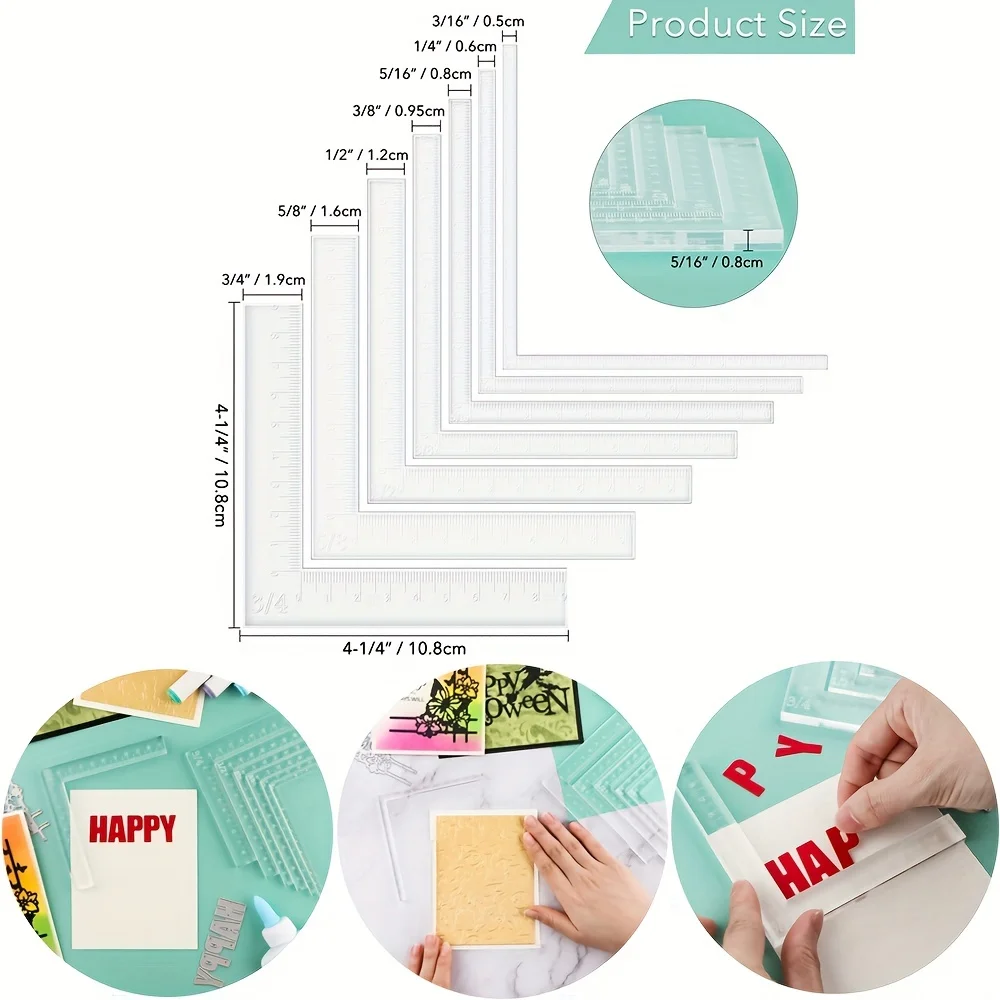 Outils d'angle de positionnement créatifs, aide aux coins de cartes pour la doublure des couches de cartes, outils de règle de positionnement plus facile, 7 pièces/ensemble