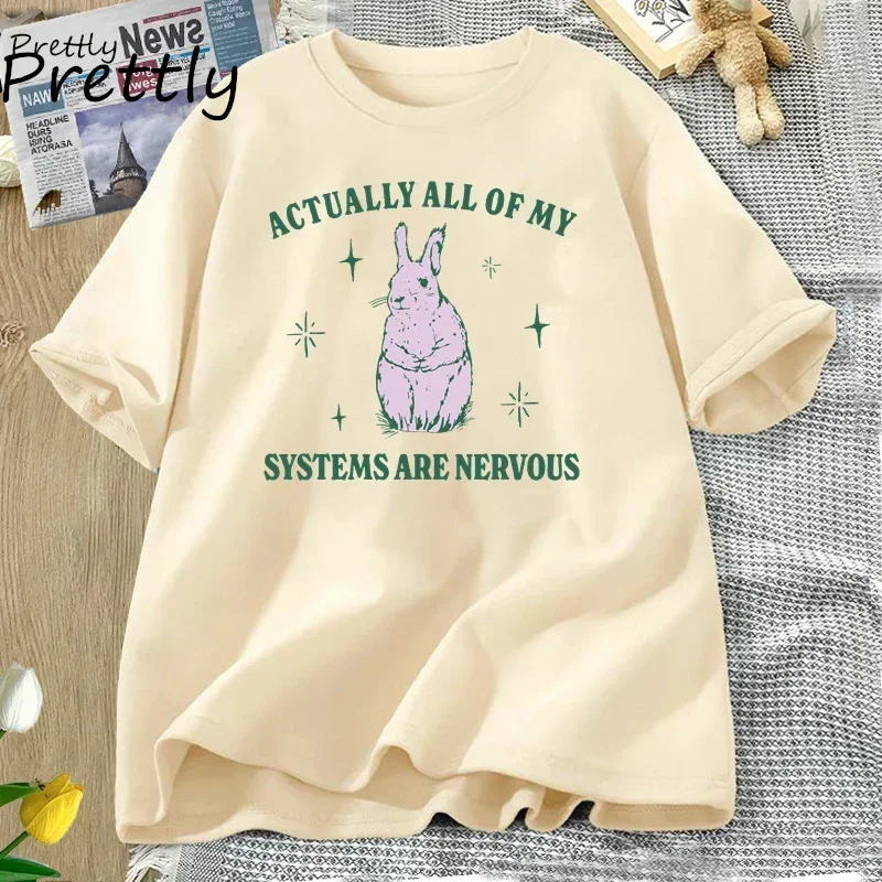 Actually All of My Systems Are Nervous T-shirt Tees Women Men Funny Mental Health Print Tshirt Graphic Tees Clothing