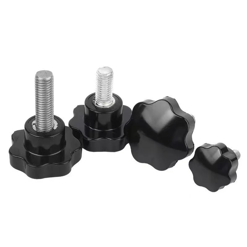 1-10Pcs M4 M6 M8 M10 M12 Bakelite Head Thread Star Shape Knurled Thumb Tighten Screw Clamping Grip Knob Screw Wood Plum Bolt