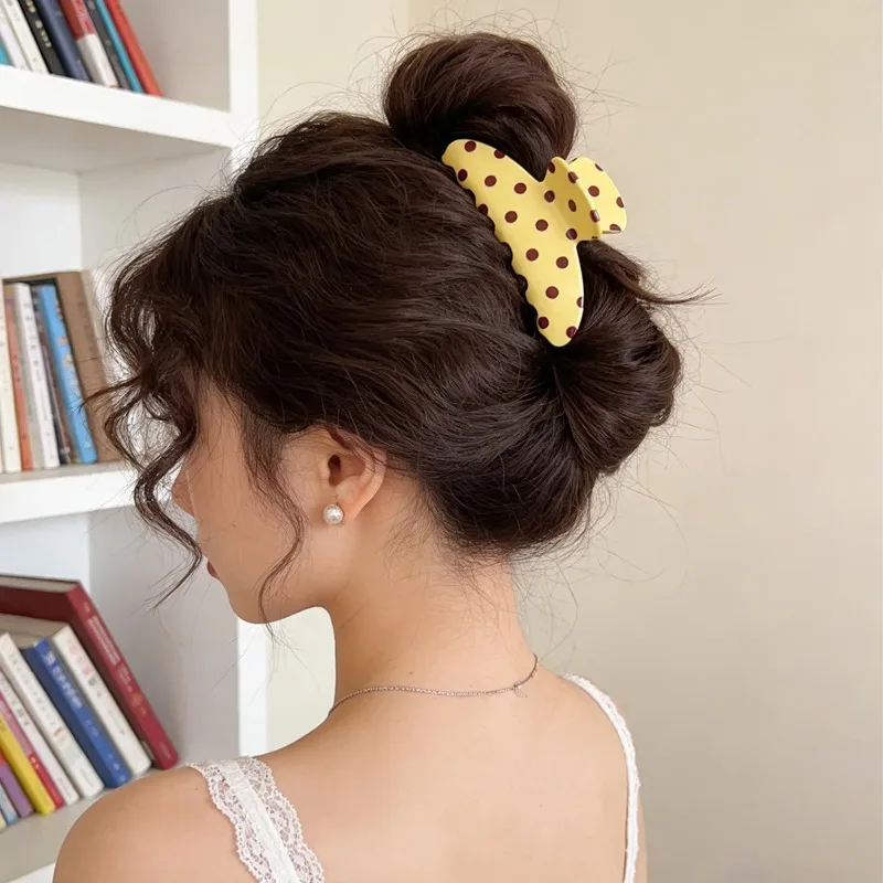 1PC Unisex Candy Color Polka Dot Flap Clip Sweet Acetic Acid Hairpin New Updo Shark Clip Hair Ornament