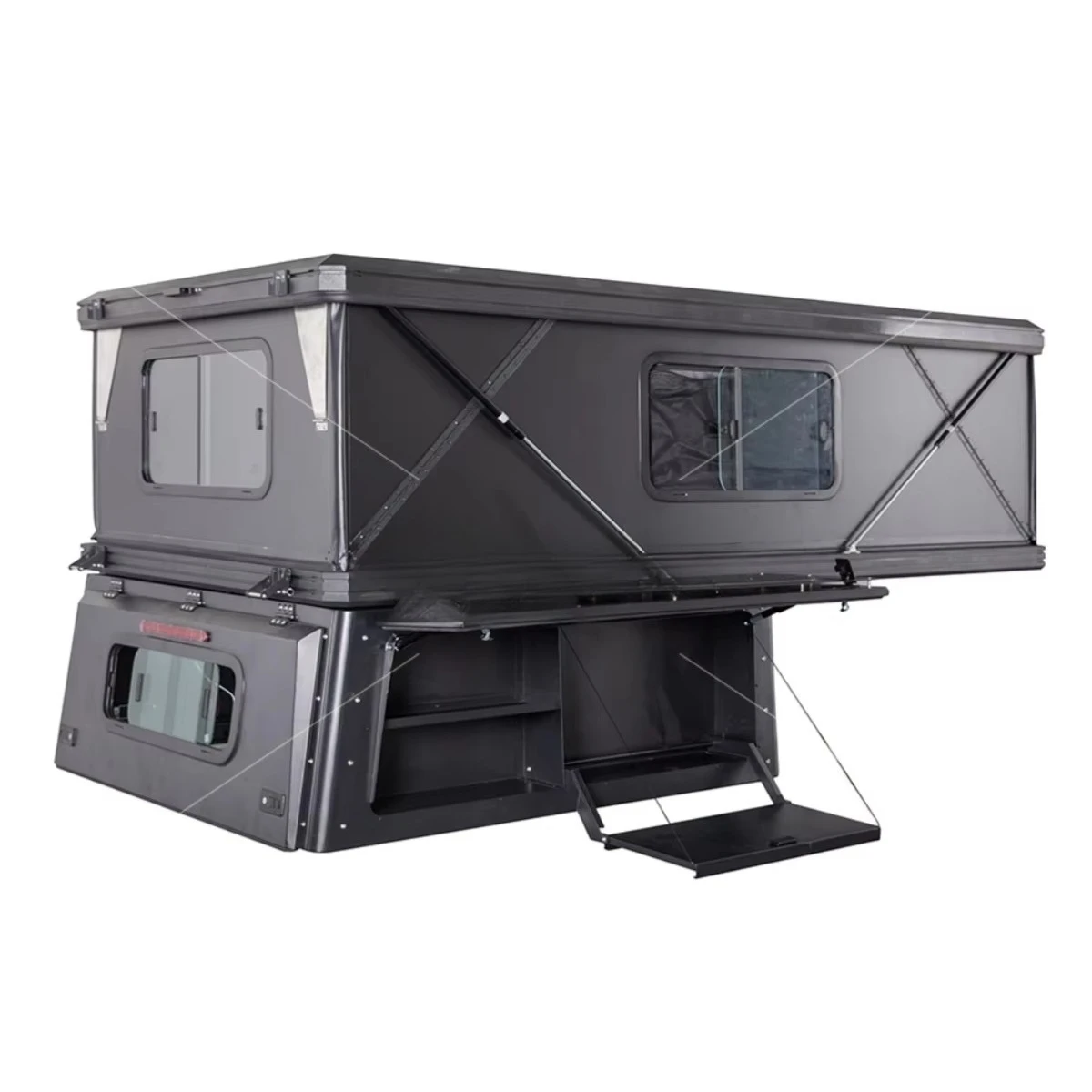 Black Color Pickup Truck Camper with Kitchen Outdoor Camping Hard Shell Rooftop Tents for Ram 1500