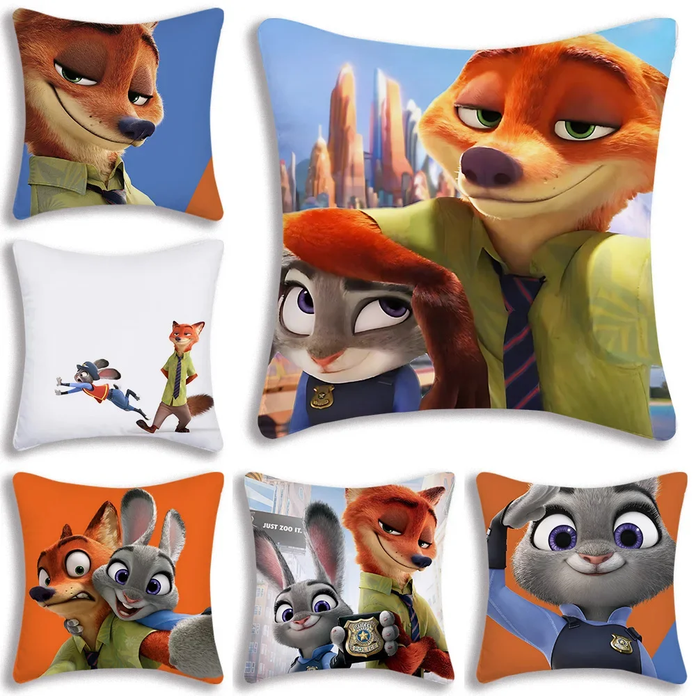

Zootopias Pillow Covers Cartoon Sofa Decorative Home Double-sided Printing Short Plush Cute Cushion Cover