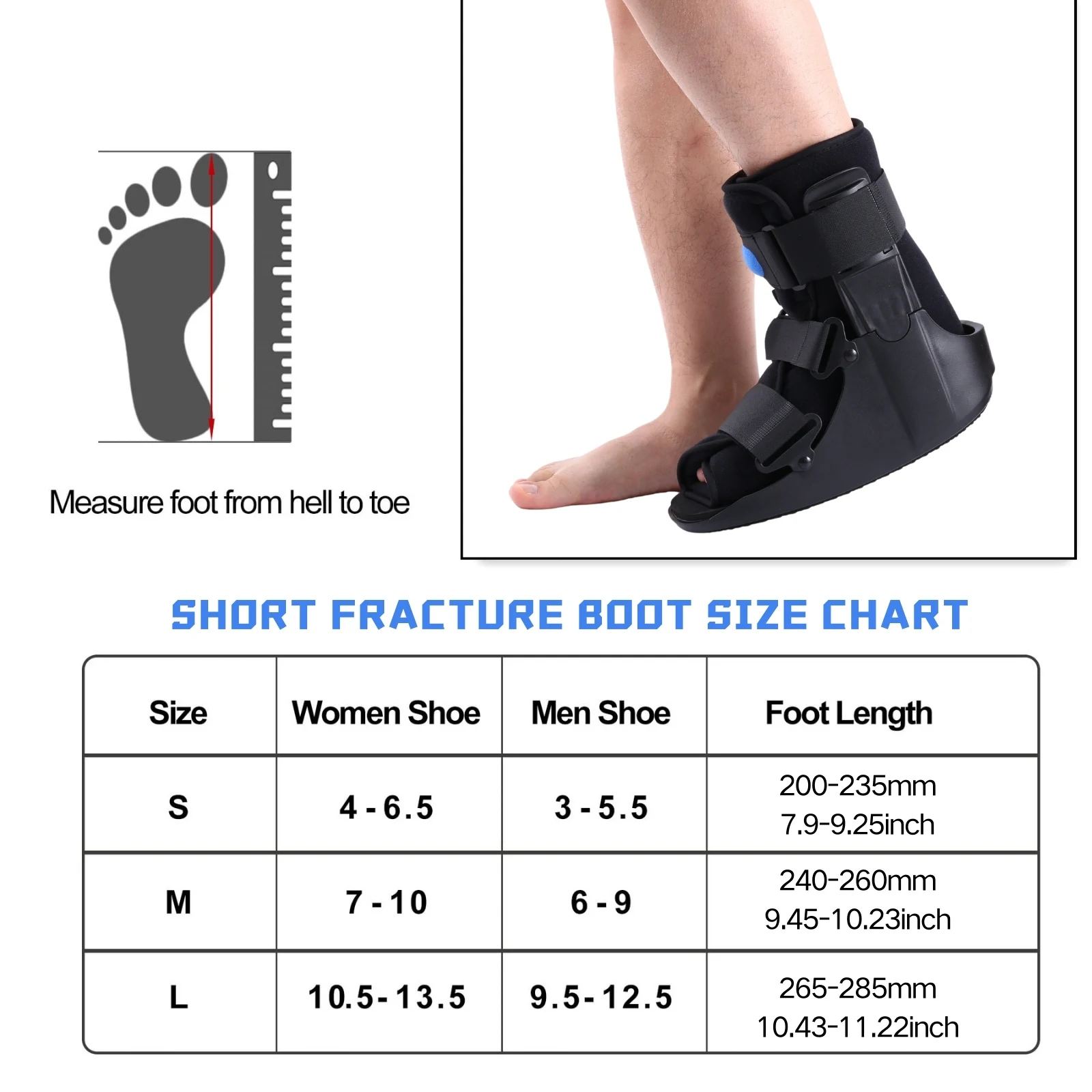 Short Air Walking Fracture Boot, Medical Inflatable Orthotic Boot for Broken Foot Fractures Sprains and Ankle Injuries