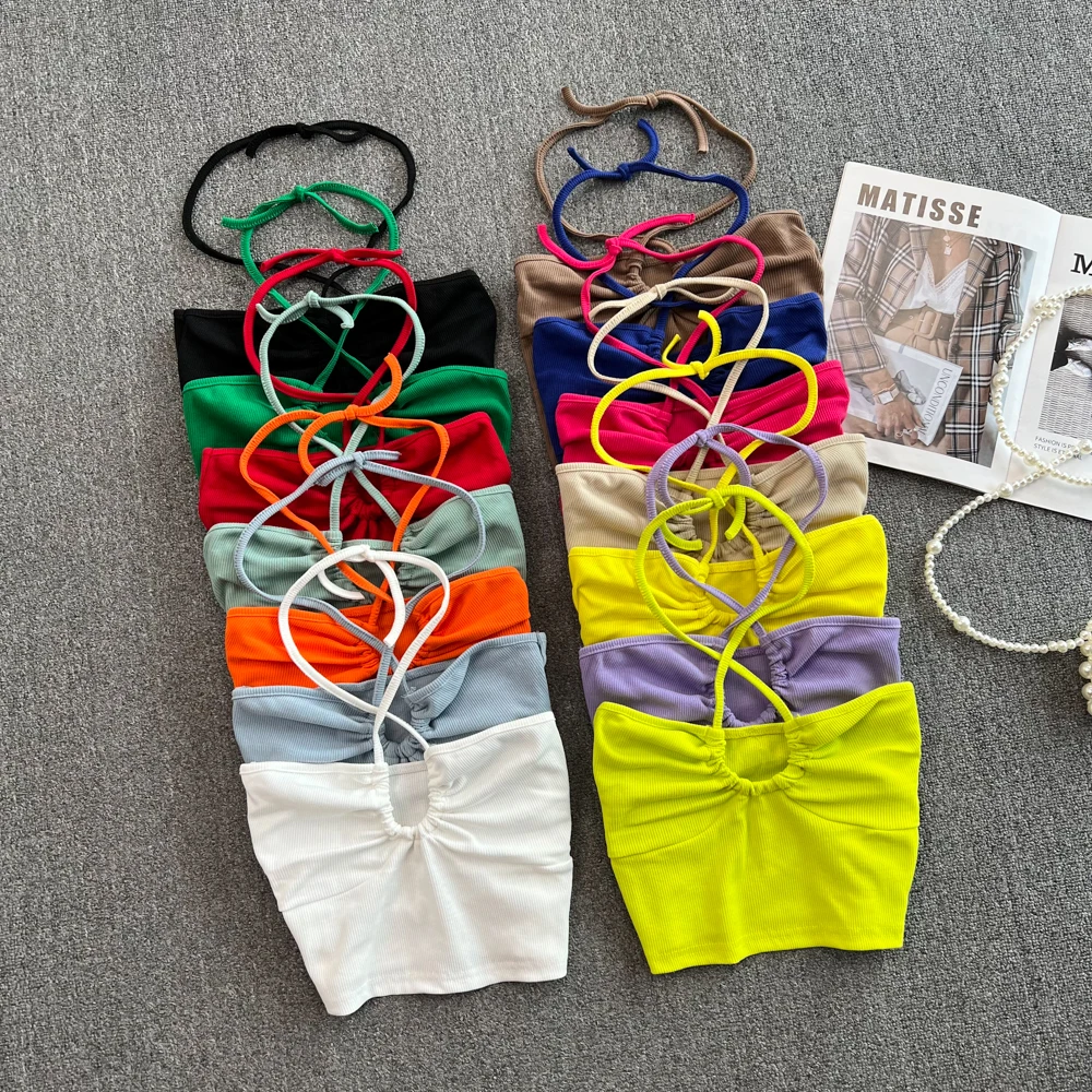 

Sexy Spicy Girl Sle Csole Tank Top Women's Faionable Belly Baring High Waist ort Hanging Ne Ba Top