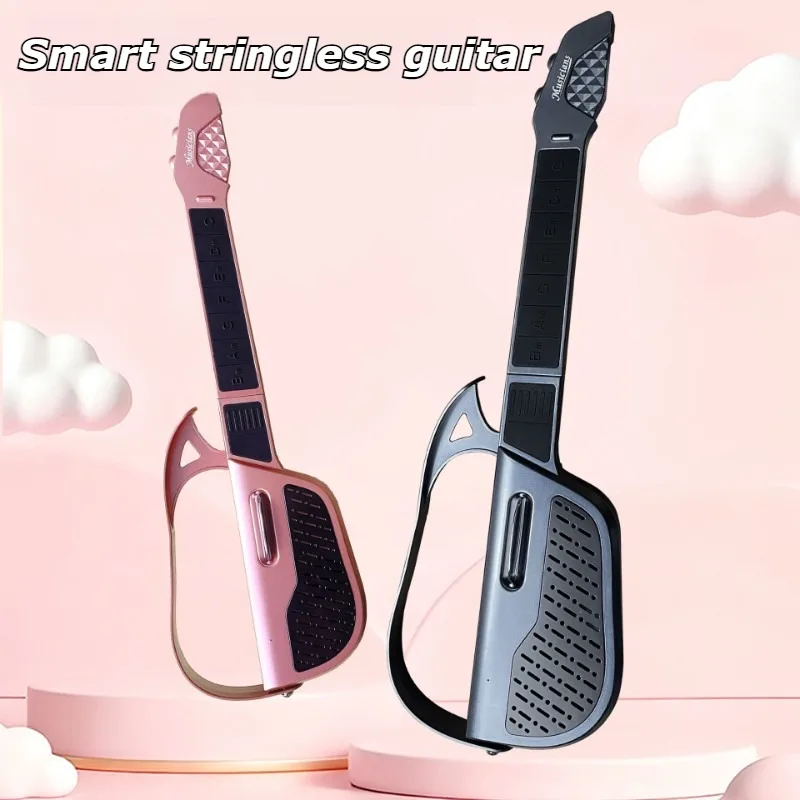 Crianças guitarra sem cordas dobrável tipo chave brinquedo guitarra música iluminação crianças guitarras brinquedo instrumento musical carregamento usb