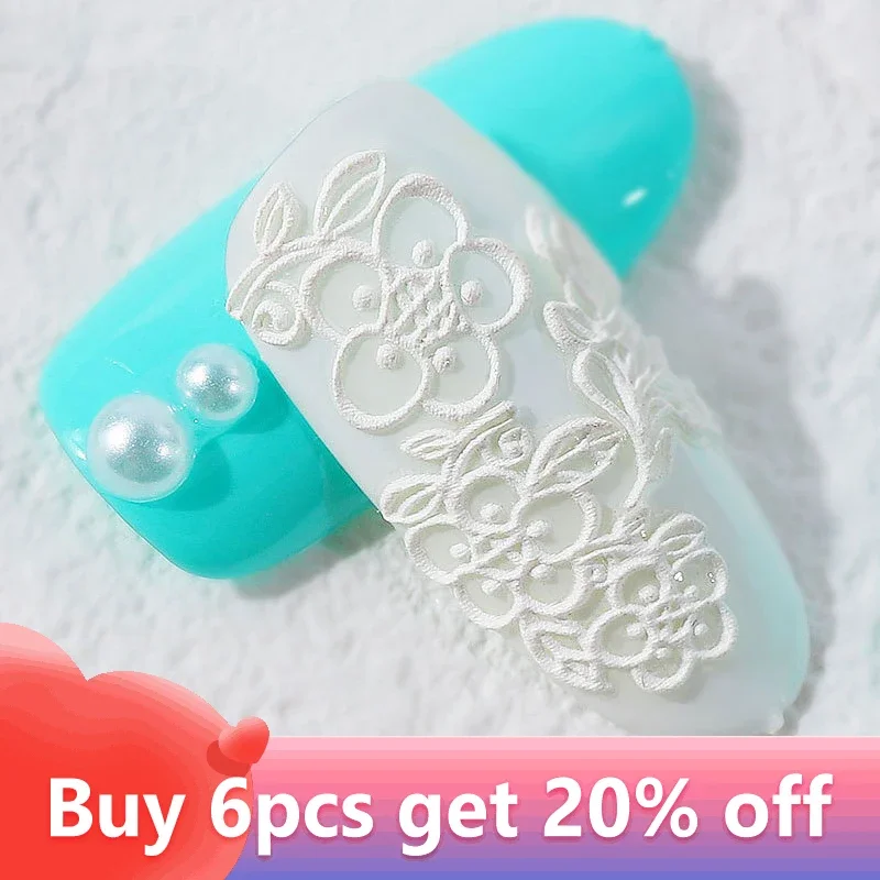 

5D Acrylic Nail Art Stickers Self-Adhesive Embossed Flower Leaf Decals Summer Water Manicure Accessories Engraved