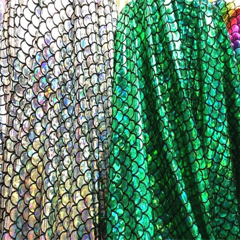 95cm Fish Scale Glitter Fabric Elasticity DIY Stage Performance Costumes Wedding Party Decoration Sewing Mermaid Swimsuit Fabric