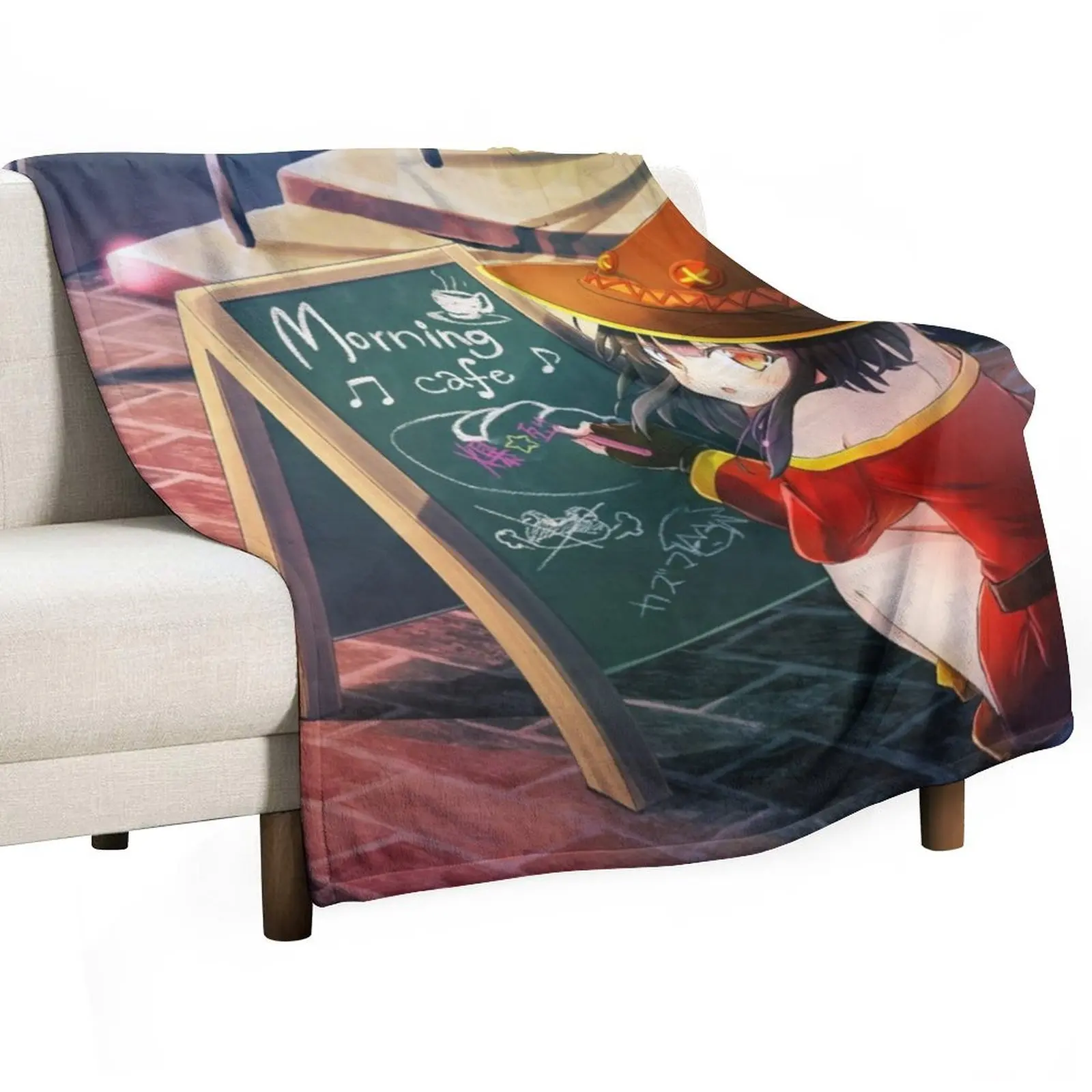 Megumin Cafe Throw Blanket warm for winter funny gift Flannel Blankets