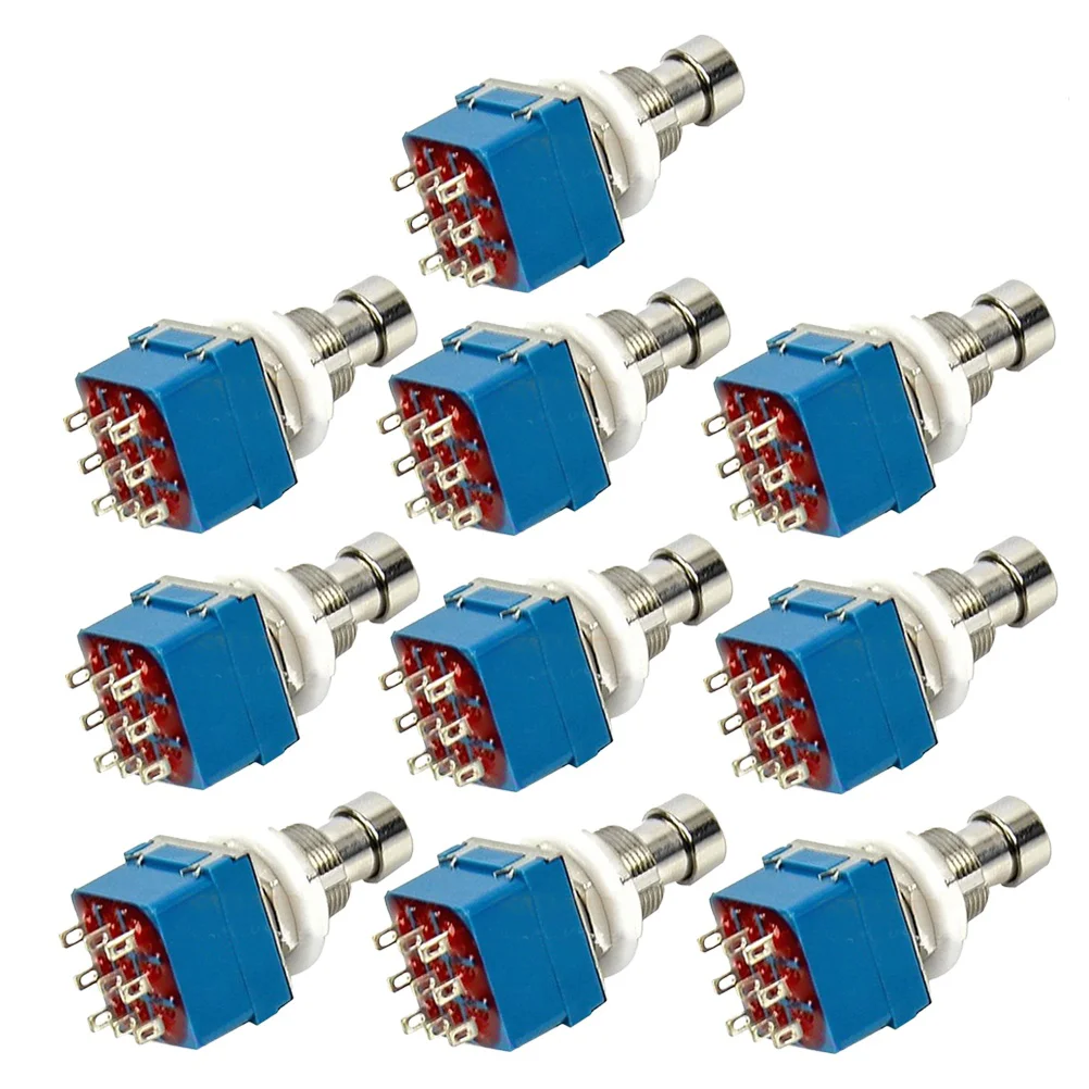 10 Pcs 9- Pin Blue Foot Effects Pedal Guitar Switch True Bypass Metal Power Button