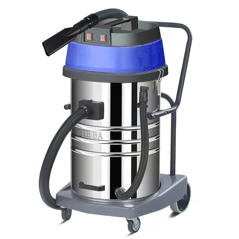 70L Electric Blue Car Beauty Double Motor Wet Dry 2000W Powerful Suction Waterproof Stainless Steel Barrel Vacuum Cleaner