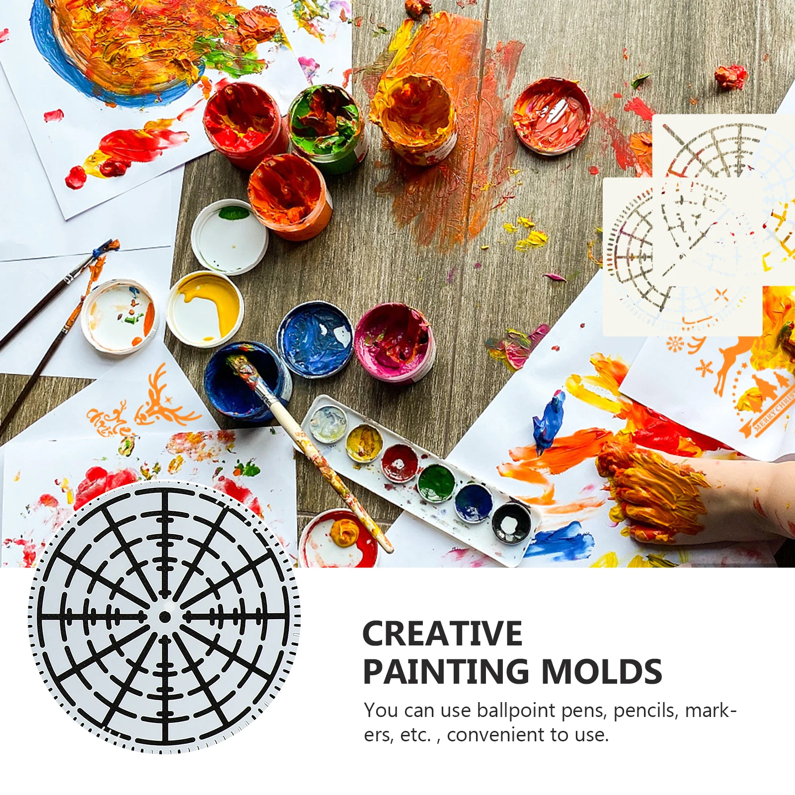 

12 pcs Creative Painting Templates Mandala Dot Molds Pet Stencil Set Scrapbook Gift Making Decorative Drawing Tool Durable Easy