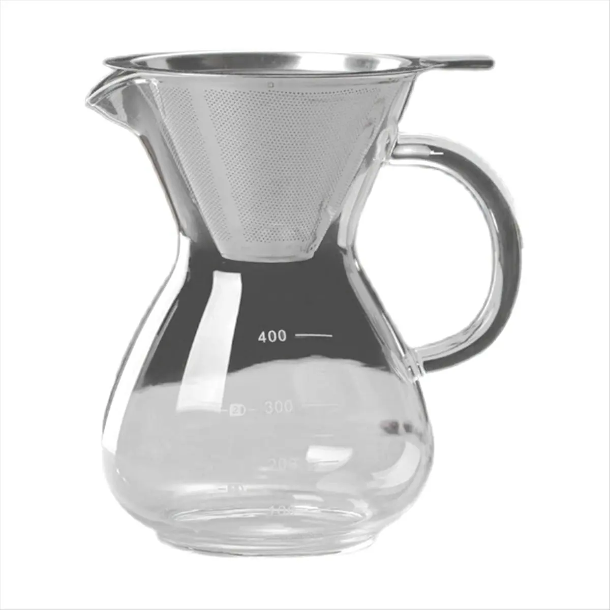 A13M Glass Coffee Pot with Filter High Temperature Espresso Pots Graduated Scale Coffee Server 400ml