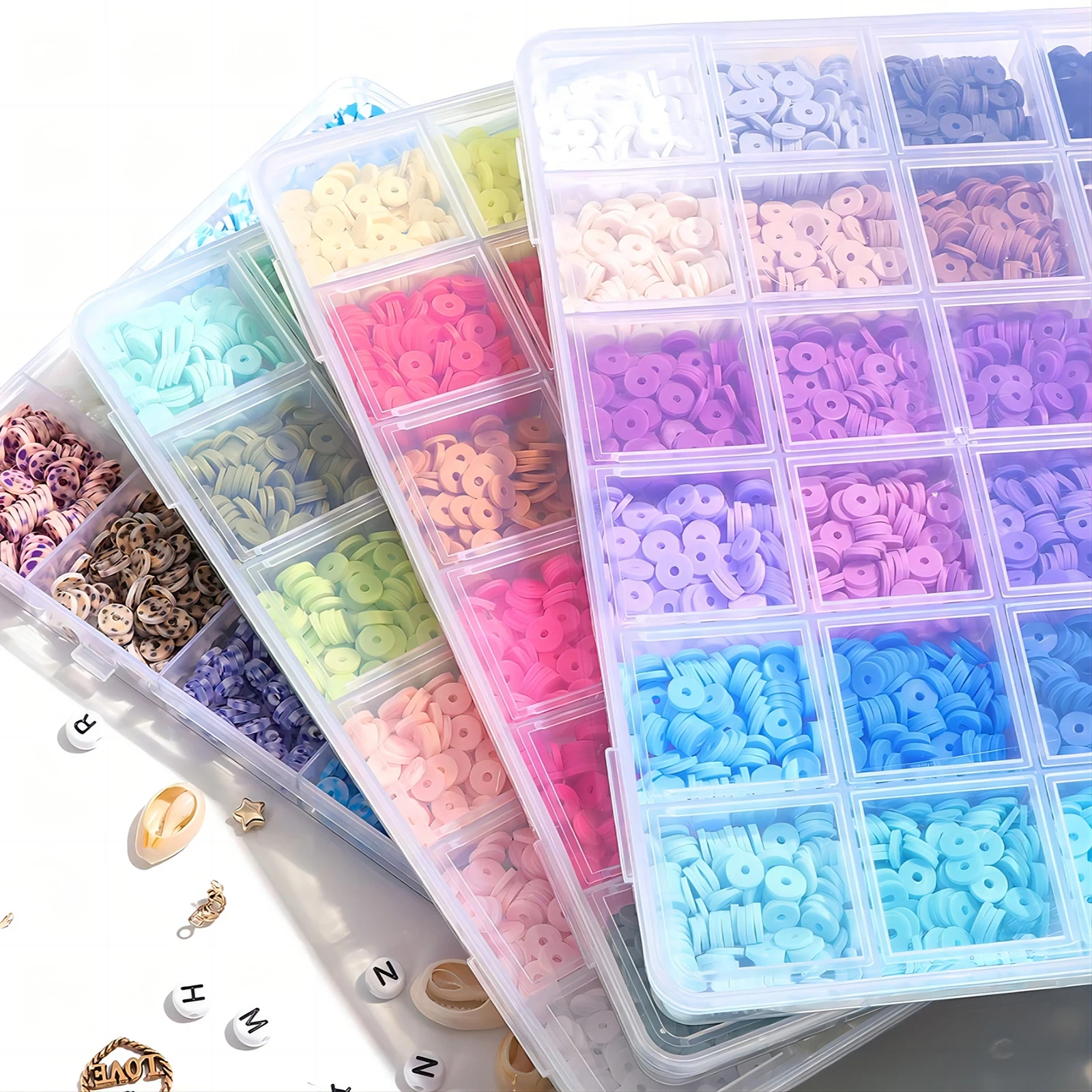 2400 Polymer Clay Bead Bracelet Making Toolkit, Various Combinations Can Be Diy Jewelry Made With Lobster Clasps And Elastic Rop