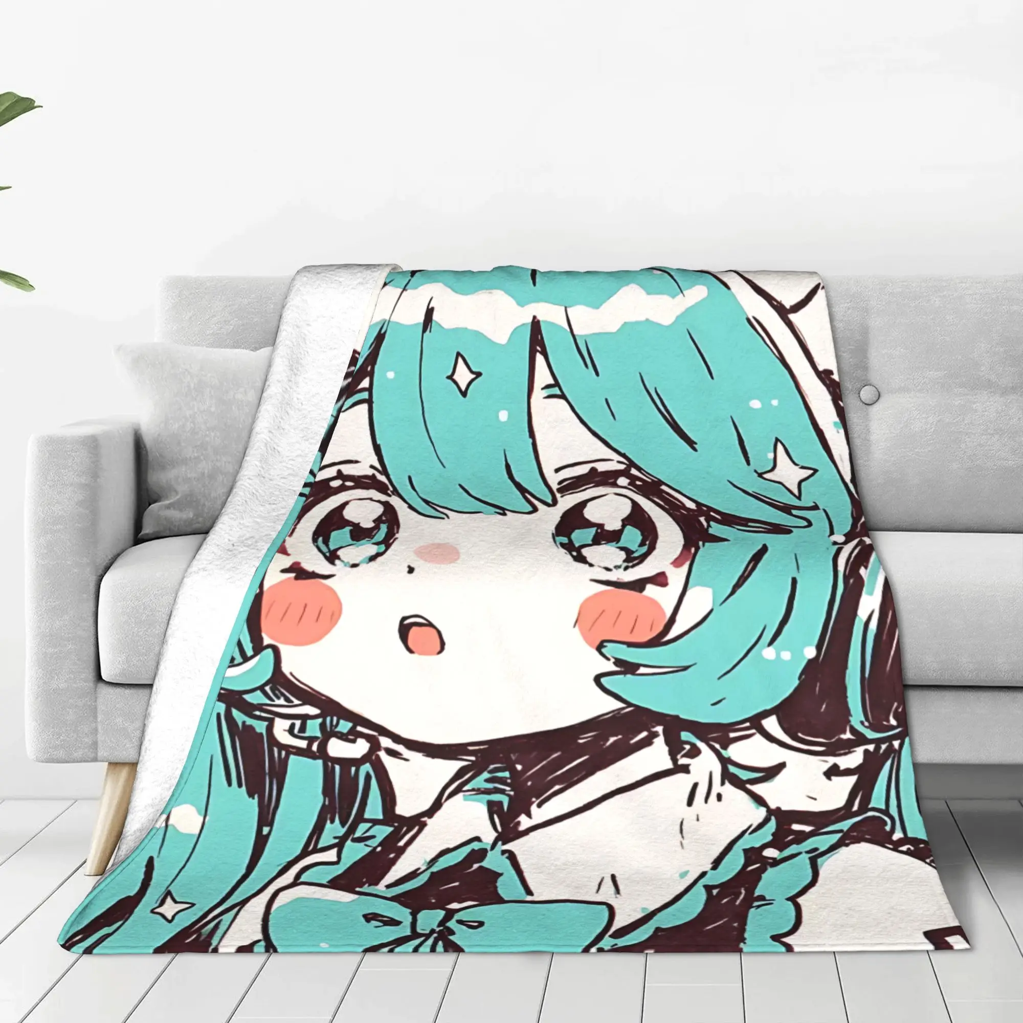 1PC home Cutecore Hatsune Miku  Blanket Super Cosy Plush Home Living Room Sofa halloween