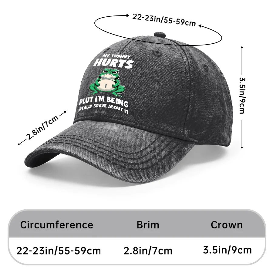 1 Vintage Washed Unisex Baseball Cap with Fun Frog Print, Adjustable, Suitable for Outdoor Activities and Casual Wear, Gift for Men and Women, Spring, Summer, Autumn, Winter