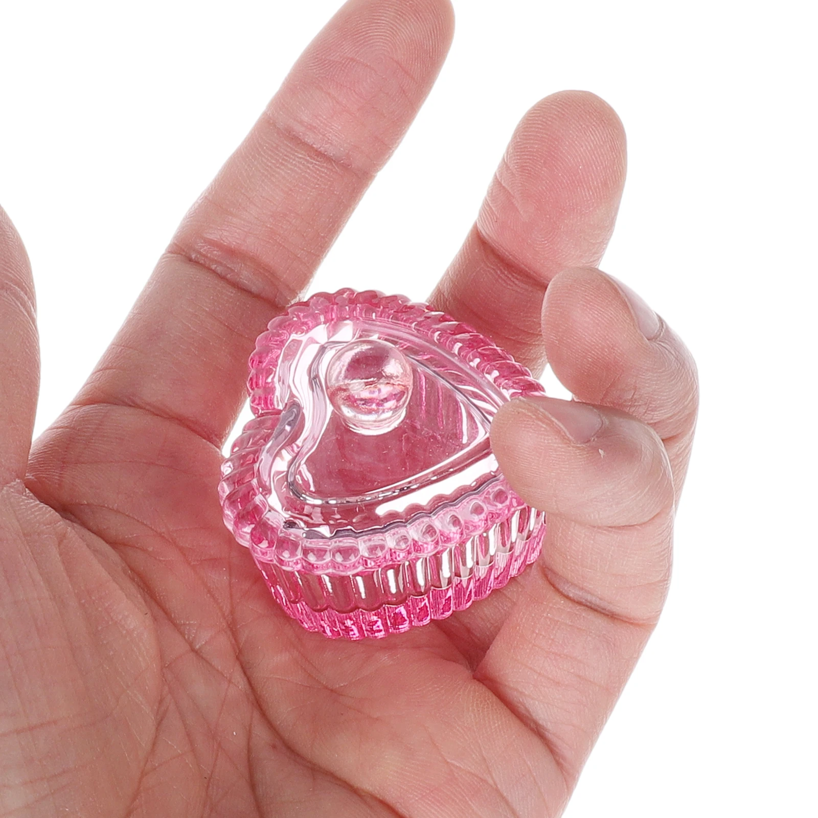 Heart Shaped Crystal Glass Dappen Dish With Lid Nail Polish Remover Container Brush Washing Bowl Jewelry Tray Japanese