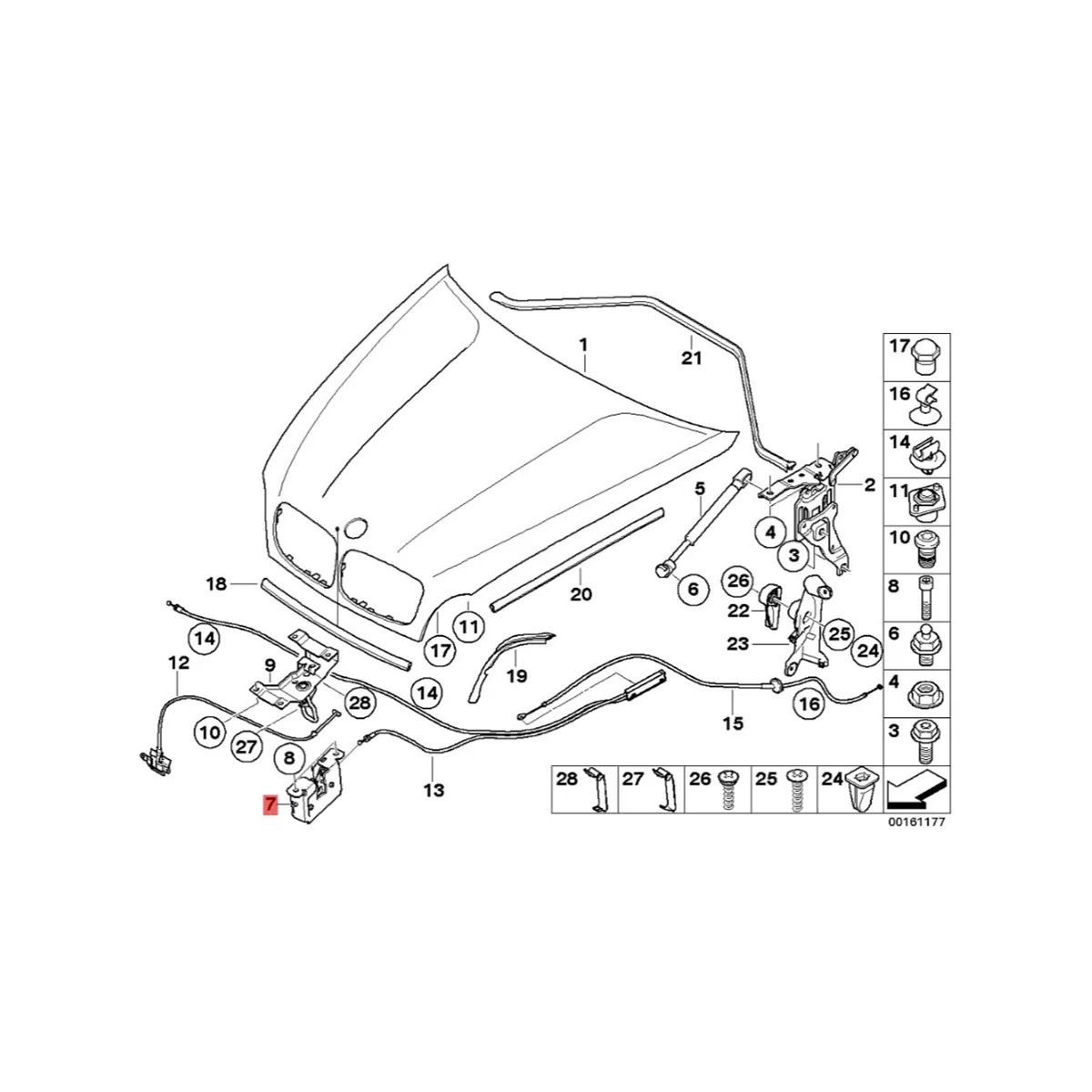 Car Front Hood Lock Latch Safety Catch 51237178753 for BMW E70 X5 E71 E72 X6 2008-2014 Lock Cylinder Cover Bonnet Holder