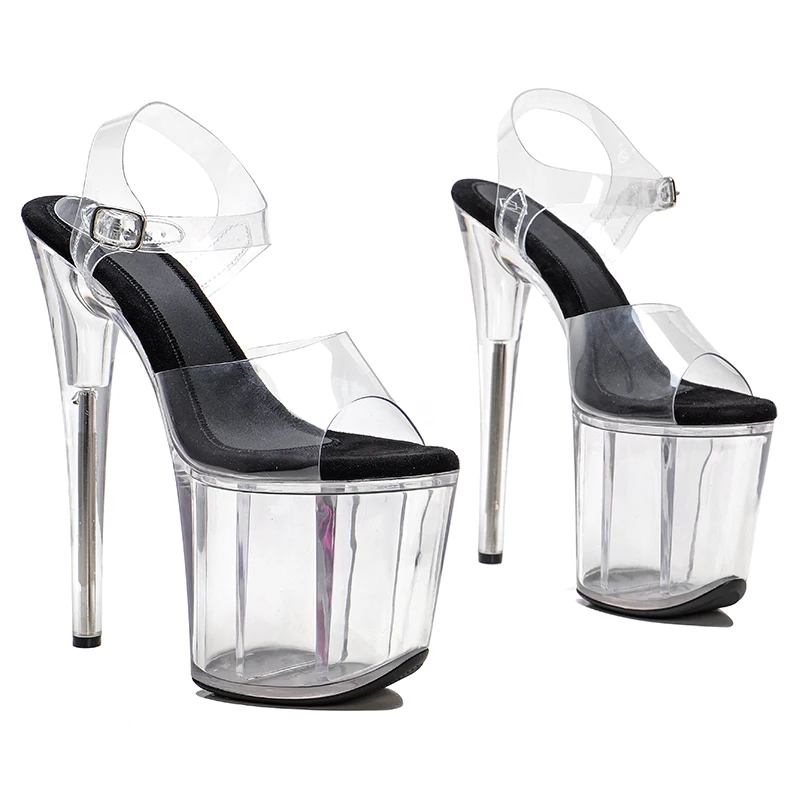 Leecabe 20CM/ 8Inch Clear PVC Upper Fashion High Heel Platform Sandals Shoes Pole Dancing Shoes