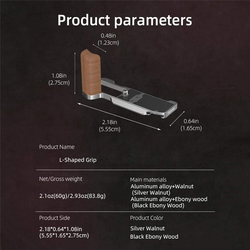 SR-untuk Fuji XM5 Kamera Pelat L Rilis Cepat Gagang Kayu Pegangan Kayu Aksesori Kamera Dudukan Tripod Arca Swiss