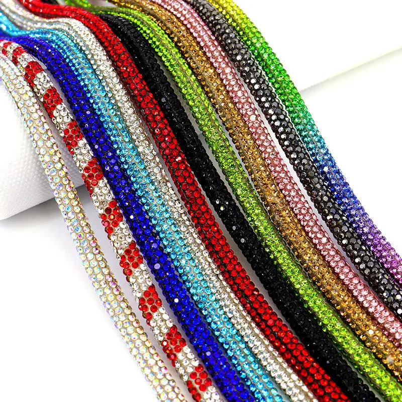 10yards 5mm 6mm Crystal Rhinestones Cord Rope for Bags Shoelace Belt Phone Strap DIY Soft Cotton Wick Rhinestone Ropes Wholesale
