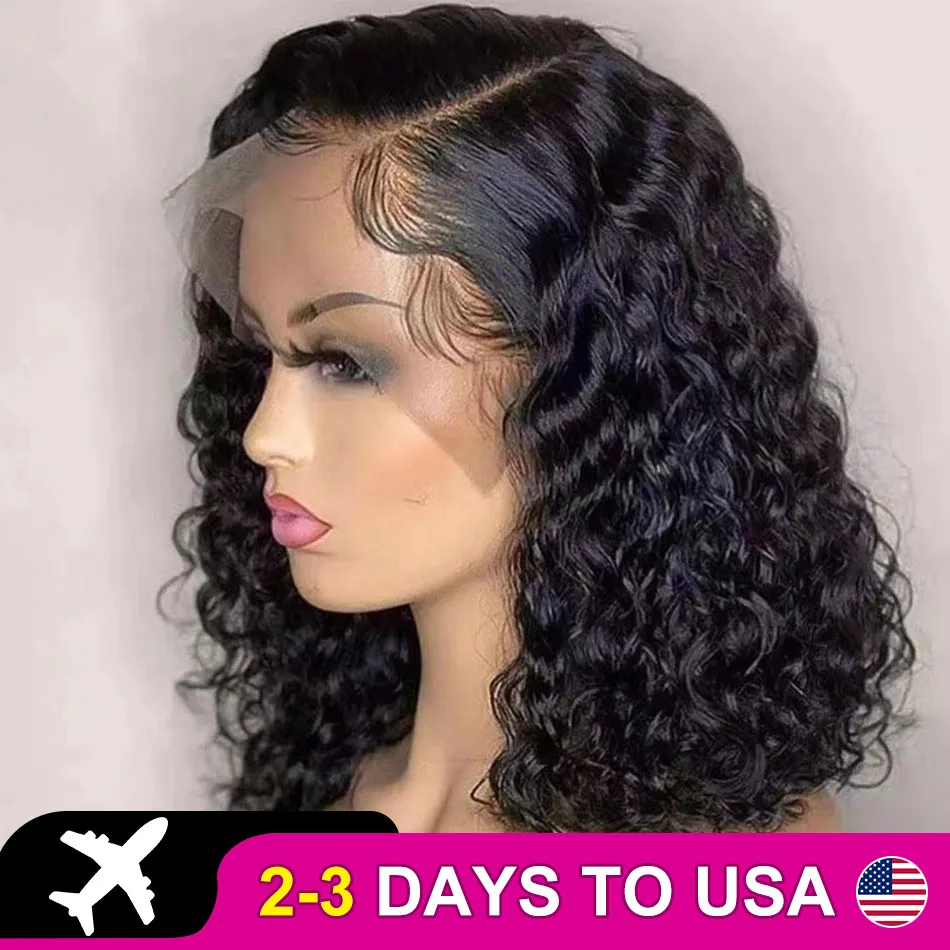 13x4 Bob Deep Wave Wigs Brazilian Short Bob Wig 13x6 HD Transparent Lace Frontal Short Curly Wigs Human Hair Pre Plucked