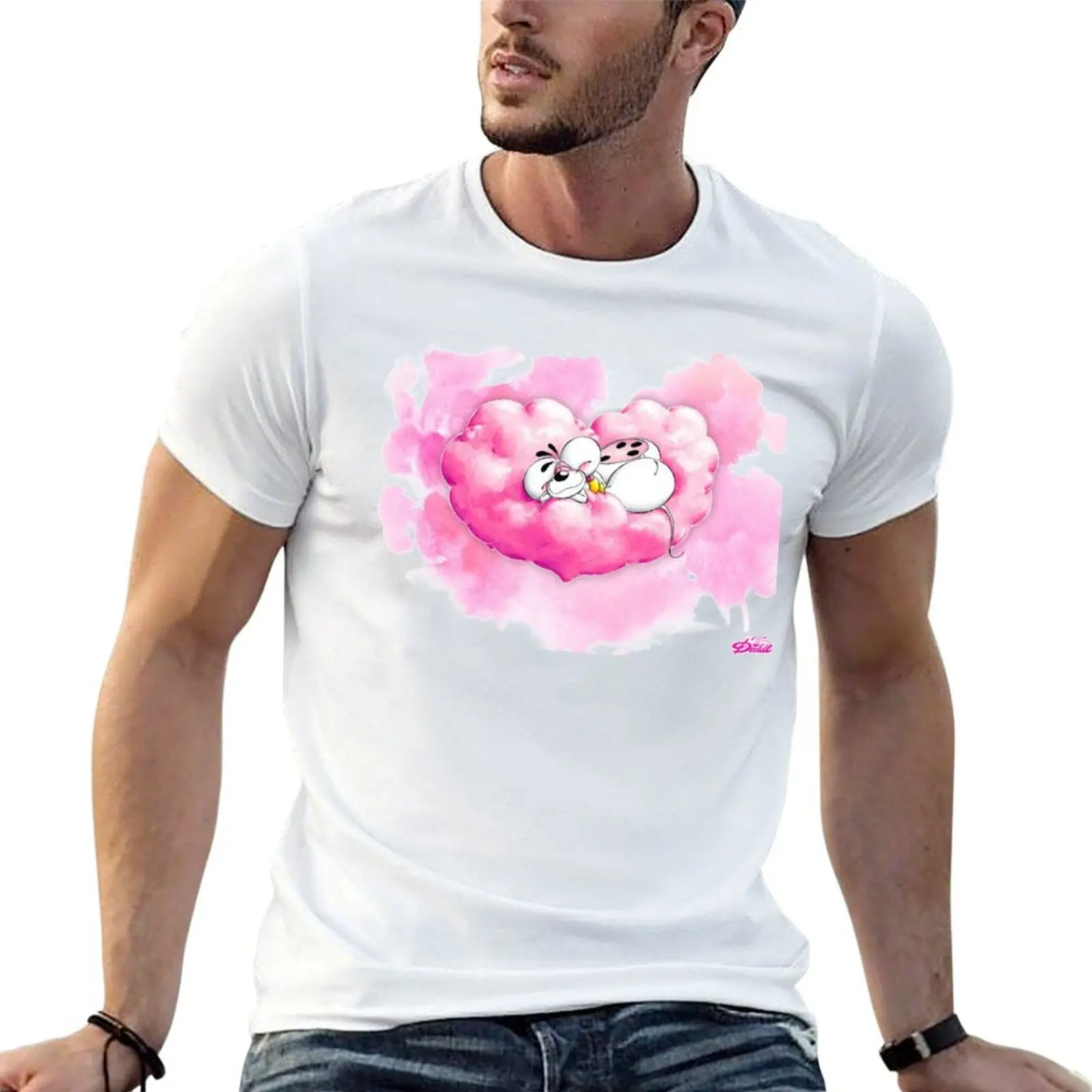 

Diddl t cloud pink man heart his man for shaped man men g plain on shirt t T-Shirt t shirts shirt designer