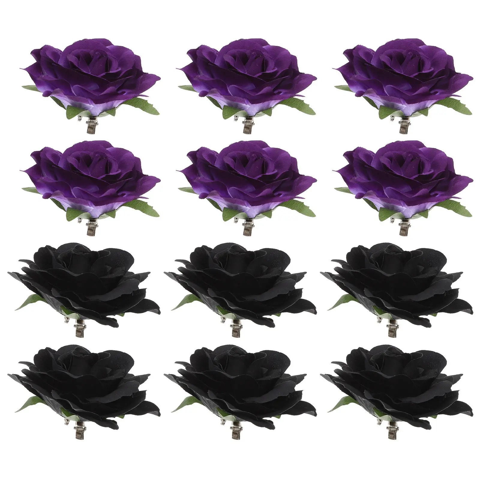 Rose-Shaped Flower Brooch Hair Clip Set – 12pcs Elegant Decorative Pins for Women, Parties, Weddings & Daily Wear