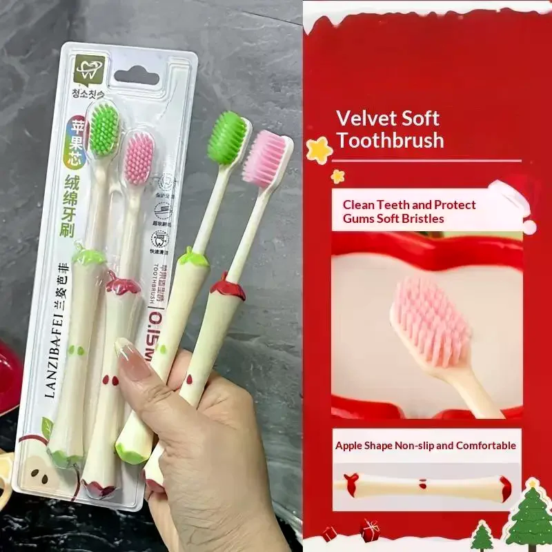 Lot de 2 brosses à dents à poils souples, tête large, pour un soin doux des gencives, manche antidérapant, pour enfants et adultes, soins bucco-dentaires, usage domestique