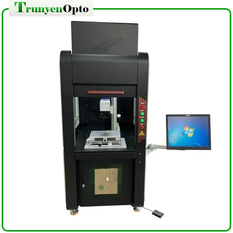 Full Covered Enclosed Jewelry Fiber Laser Marking Engraving Machine 20W 60W Competitive Price Ccd Camera Laser Marking Machine