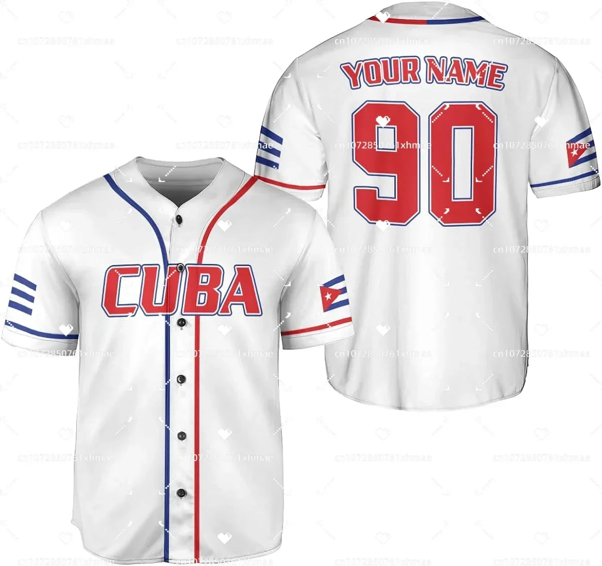 Customize Cuba Flag Badge Baseball Jersey Men\'s Womens Casual Short Sleeve Jersey Men\'s Streetwear Short Sleeve Sports T-shirt