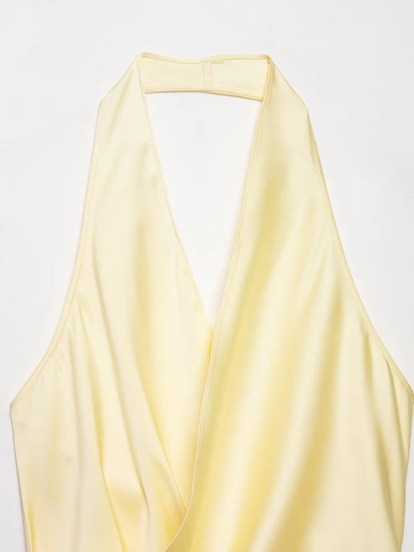 HH Damen Sommer Satin Neckholder-Top Damen Wickel-Bluse mit V-Ausschnitt und Rückenbindung Asymmetrische Bluse Niedliche Alltags- Urlaubs- und Geschäftskleidung – Detail 19