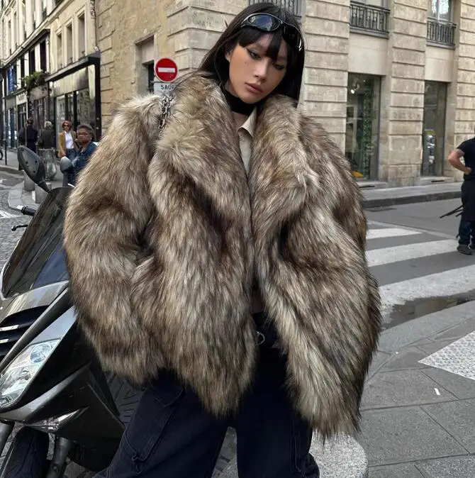 Winter Women High Quality Faux Fur Short Coat Women Long Sleeve Fluffy Cardigan Jacket Ladies Casual Thick Warm Furry Outwear