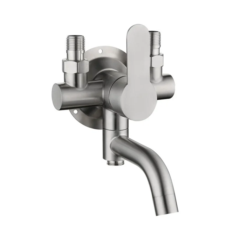 

Stainless Steel Rain Shower Faucet Wall Mount Dual Control Mixer Hot and Cold Tap