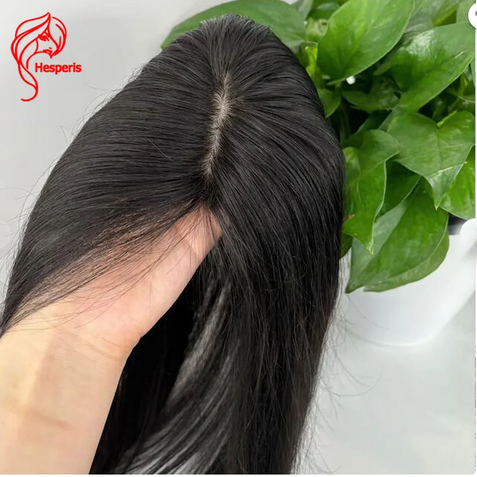 Hesperis12*13cm Full Silk Based Human Hair Toppers For Women Thin Hair Natural Black And Middle Brown Color Hair Pieces