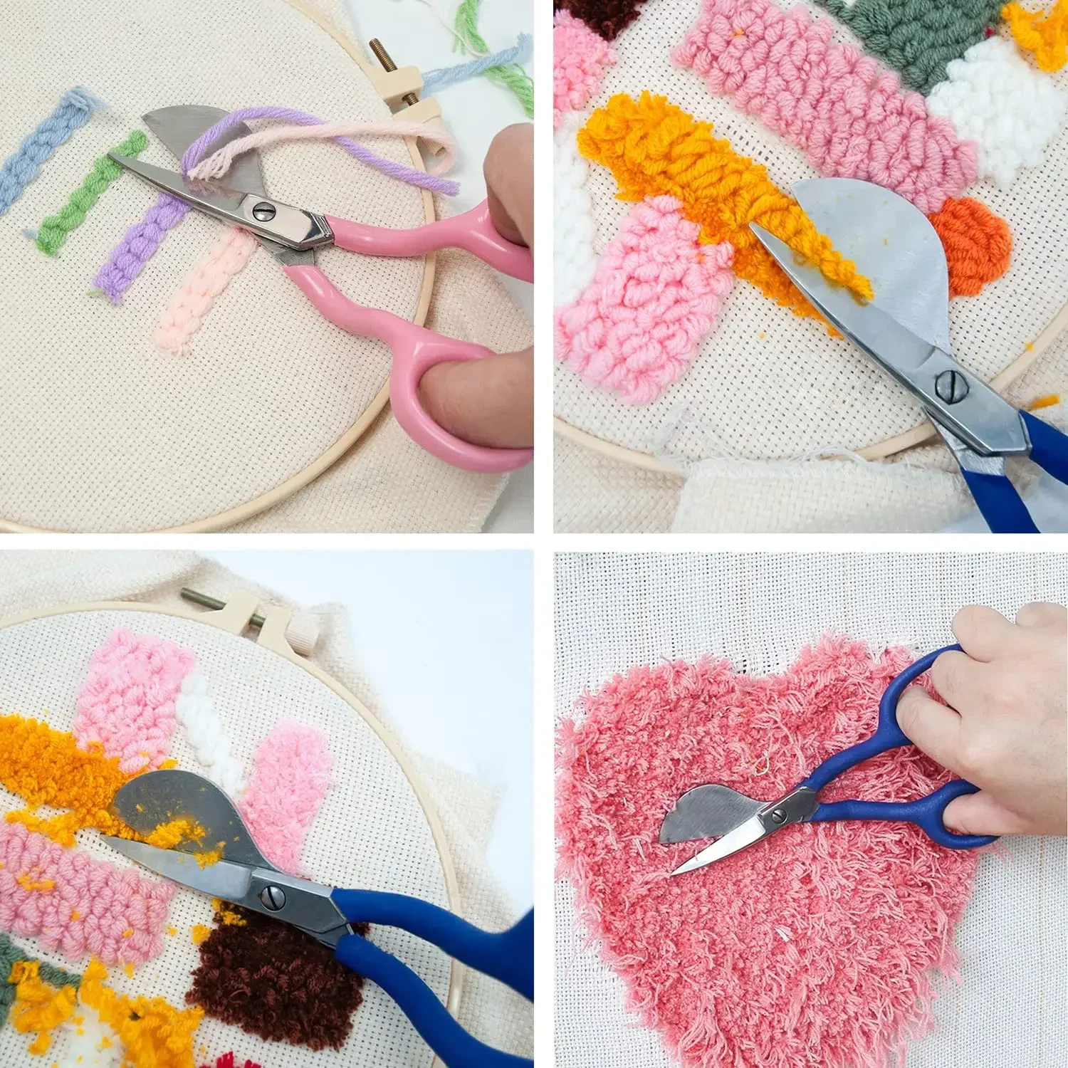 Tijeras con hoja de pico de pato, mango de goma doblado, hilo de encaje para artes de tela, pistola de mechones, tijeras para alfombras, recortadoras, tijeras de costura