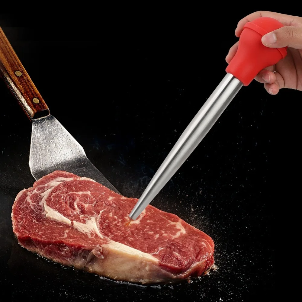 304Stainless Steel Turkey Baster Syringe 2 Injector Needles Cleaning Brush Kitchen Basting Pump Turkey Cooking Tool