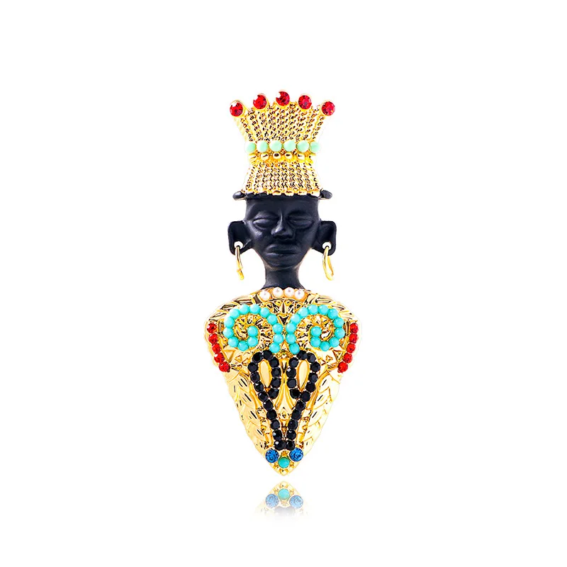 Exotic Egyptian King Medieval Brooches High Quality Alloy Lapel Pin Women\'s Vintage Corsage African Tribal Chief Brooch Pin